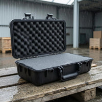 Molded Plastic Safeguarding Storage Case Locking Latches Foam Lined Case Black Portable Equipment Box Heavy Duty