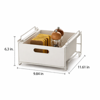 White Pull Out Drawers for Cabinets, Stackable Storage Organizer, Metal Sliding Drawer for Office & Craft Supplies, 16cm Height