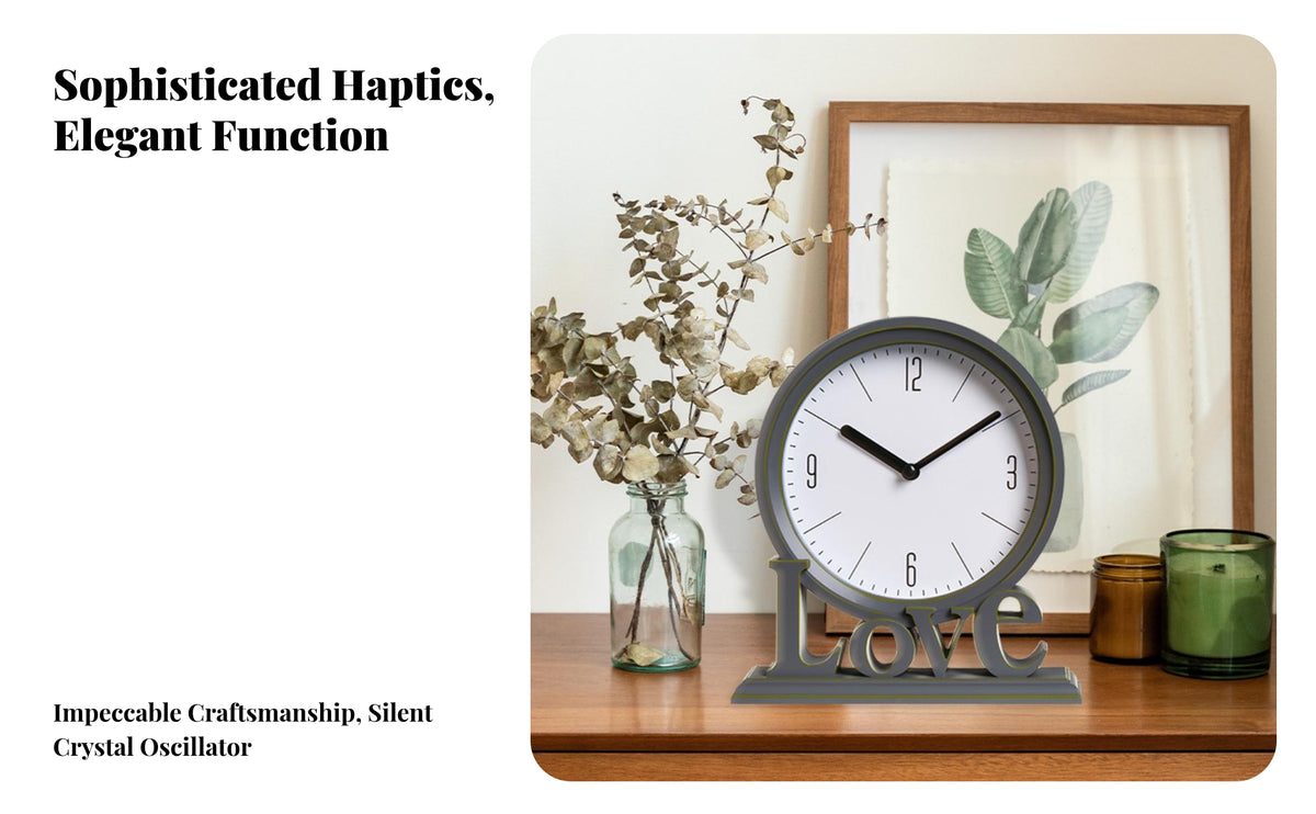 Decorative Retro Table Clock | Silent Non-Ticking Movement, Analog Clock with Pedestal Base, for Living Room
