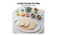15 Pieces Early Education Wooden Afternoon Tea Set Educational Wooden Tea Set Paint Toy Teapot and Cups Realistic Design for Toddlers, Preschoolers, Playroom
