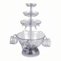 5 Cup Holders Multi-Tier Wine Fountain Fluted Base Acrylic Wine Fountain Wide Round Basin Drink Service for Parties, Banquets