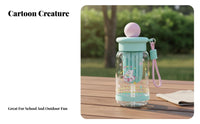 Food-Grade Material Kids Straw Water Bottle Leak-Proof 500ml Cartoon Water Bottle Leakproof Lid for Children, Girls, School, Outdoor, Travel