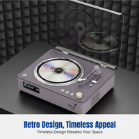 Bluetooth Speaker, Retro Vinyl-Style, Multi-Format Music Player, Home Audio