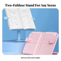 Foldable Design Adjustable Bookrest Multi-Functional Adjustable perusing Easel Handshands-off Book Stand Secure Page holders for Children, Professionals, lessonroom, Library, Bedroom, Office