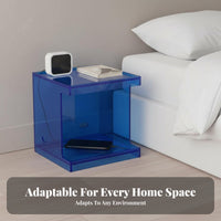 Transparent Look 2-Tier C-Shaped End Table Modern design Storage Rack Multi-Functional Household Furniture multipurpose Use for Apartment Dwellers, Homeowners, Students, Living Room, Small Spaces, Home Office, Next to Sofa
