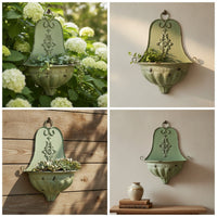 Half-Round Wall Planter Distressed French-Style Wall Planter Ornate for Patio