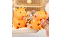 Orange-Yellow Bubble-Blowing Capybara Toy Soft Rubber Capybara Fidget Toy Small Sensory Product Rounded