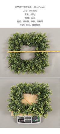 Square Eucalyptus Wreath - Artificial Green Plant Home Decor