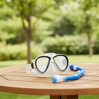Tempered Glass Snorkel Set with Dry Snorkel Dual Lens Swim Gear Clear View for Beginners