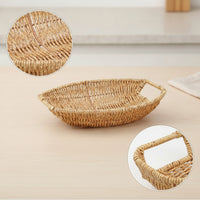 Wicker Basket Tray Handwoven Wicker Serving Tray Boat-Shaped Basket Rustic Easy to Hold and Carry for Fruit Display