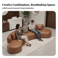 Curved sectional Sofa Wabi-Sabi Aesthetic Lobby Couch Minimalist design Sectional Seating for Homeowners, Families, Office Lounge, Apartment, Living Room