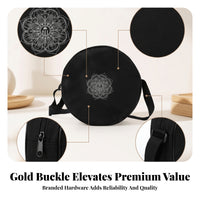 Floral Mandala Print Stretch Wheel Backpack Black Round Backpack