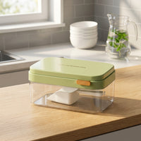 Ice Maker with Storage Box and Easy Release Ice Tray for Home Bar, Press-Down Lid Ice Box with Ladle, Food Grade Material Summer Essentials