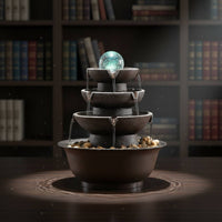 Decorative Ball Top Tabletop Water Fountain Easy to Use Tabletop Fountain Soothing Sound Table Ornament Stone Look for Shop Opening, Entryway, Office