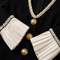 Flared Dress with Pleated Cuffs Soft Material Long Sleeve Black Dress Lined for Fashion Enthusiasts, Young Adults, Party, Cocktail Events