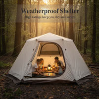 Portable Hexagonal Pop-Up Camping Tent for 4-6 People, Double Layer Waterproof Outdoor Shelter