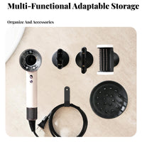 Punchdrilleffortless Installation Attractive Hair Dryer Holder Set Includes Reachory Holders Hair Appliance Organizer Space-Saving Design Wall Mounted Rack Sturdy Construction for Styling Tool Users, Homeowners, Home Organizers, Vanity Area, Dressing Room