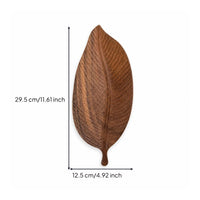 Carved Walnut Wood Tray Wooden Leaf Tray Rustic Leaf Serving Platter Organic for Hosts