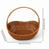 Boat-Shaped Basket with Handle Farmhouse Woven Basket with Handle Open-Top for Kitchen, Dining Table, Weddings