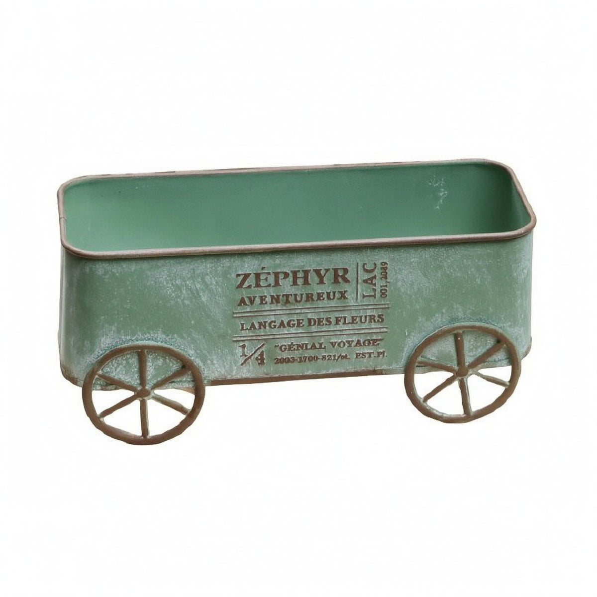 Rectangular Vintage Planter Cart Rounded Corners Distressed Planter Cart Indoor Outdoor Use