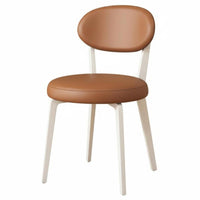 Light Luxury Design Upholstered Oval-Back Stool Soft Padded Backrest Dining Chair Modern Minimalist Design Home Seating Designer Inspired for Homeowners, Interior Designers, Restaurant Owners, Kitchen, Living Room, Bedroom, Reading Nook