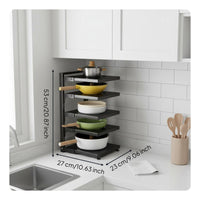 Multi-Layer Pot and Pan Shelf Easy Assembly Pots and Pans Organizer Heavy Duty Under Cabinet Shelf