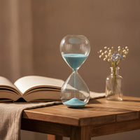 Decorative Glass Hourglass Tabletop Hourglass with Glitter Sand Glittery Sandglass Clear for Desk, Shelf, Bedside Table