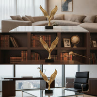 Eagle Statue with Base Gilded Eagle Sculpture Decorative Bird Figurine Glossy Bird Statue Tabletop for Homeowners, Living Room