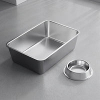 Cat Toilet and Open Top Stainless Steel Tray, Square Structure Indoor Pan for Large Cats and Young Felines Anti Leakage Design
