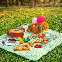 Outdoor Rug for Family Outings, Thickened Gingham Picnic Blanket and Camping Mat, Waterproof Beach Blanket, 200x200cm Easy to Store Garden Mat