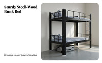 Steel Bunk Bed Easy Assembly Metal Dormitory Bunk Bed Sturdy Construction Bedroom Furniture for Students, Employees, School Quarters, Apartment