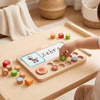 Early Learning Wooden Alphabet Board with Cards Hands-on Learning Alphabet Matching Board with Pen Animal-Themed Wooden Letter Puzzle Sturdy for Toddlers, Kids, Homeschool