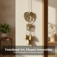 Antique Brass Finish Owl Wind Chime Hanging Bells Owl Bell Ornament Indoor Outdoor Home Decor Soft Relaxing Sound