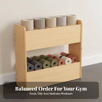 Space-Saving Exercise Mat Storage Rack Multi-Slot Design Exercise Mat Organizer Sturdy Construction Foam Roller Storage Rack Sturdy for Pilates Studio
