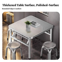 Foldable Design Square Folding Table Space-Saving Square Steel Dining Surface Installation-No-Assembly Portable Furniture Easy to Clean for Street Vendors, Restaurant Owners, Outdoor, Barbecue, Events, Camping