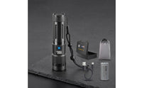 Type-C Charging Rechargeable Flashlight Textured Grip Metal Flashlight Wrist Strap LED Torch Light Storage Pouch