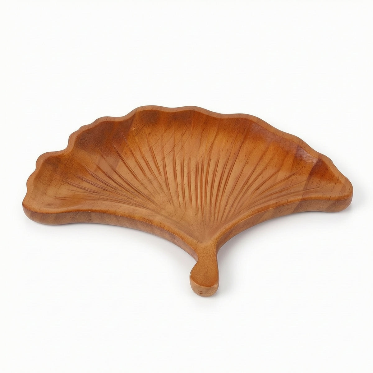 Carved Wooden Serving Tray Artisan-Made Wooden Tray with Leaf Engraving Platter Natural Wood Grain Board Smooth for Hosts