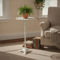 Cast-Iron Plant Stand Metal Flower Stand with Tri-Footed Base Plant Pedestal with Scroll Pattern Decorative Display Planter