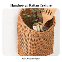 Space Saving Woven Wall Basket Large Capacity Woven Hanging Basket Multifunctional for Homeowners, Decorators, Bathroom, Dorm Room, Bedroom