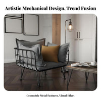 Industrial Design Wireframe Armchair Light Luxury 5-Seater Modular Sofa Minimalist Aesthetic Lounge Seating Effortless Assembly for Interior Designers, Apartment Dwellers, Living Room, Reception Area, Entertainment Space, Reading Nook