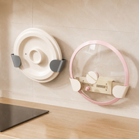 Retractable Pan Lid Holder, Drill Wall-Mount Pan Organiser, Matte Synthetic Polymer Saucepan Lid Storage for Kitchen Cupboard