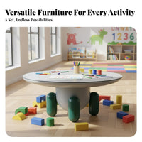 Kids Table and Chair Set Child Design Children's Art and Craft Desk Rounded Edges Wooden Play Table Set for Young Children, Daycare, Classroom