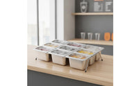 Stainless Steel Food Pan with Rack Elevated 9-Compartment Food Pan with Lid Buffet Condiment Organizer for Buffets