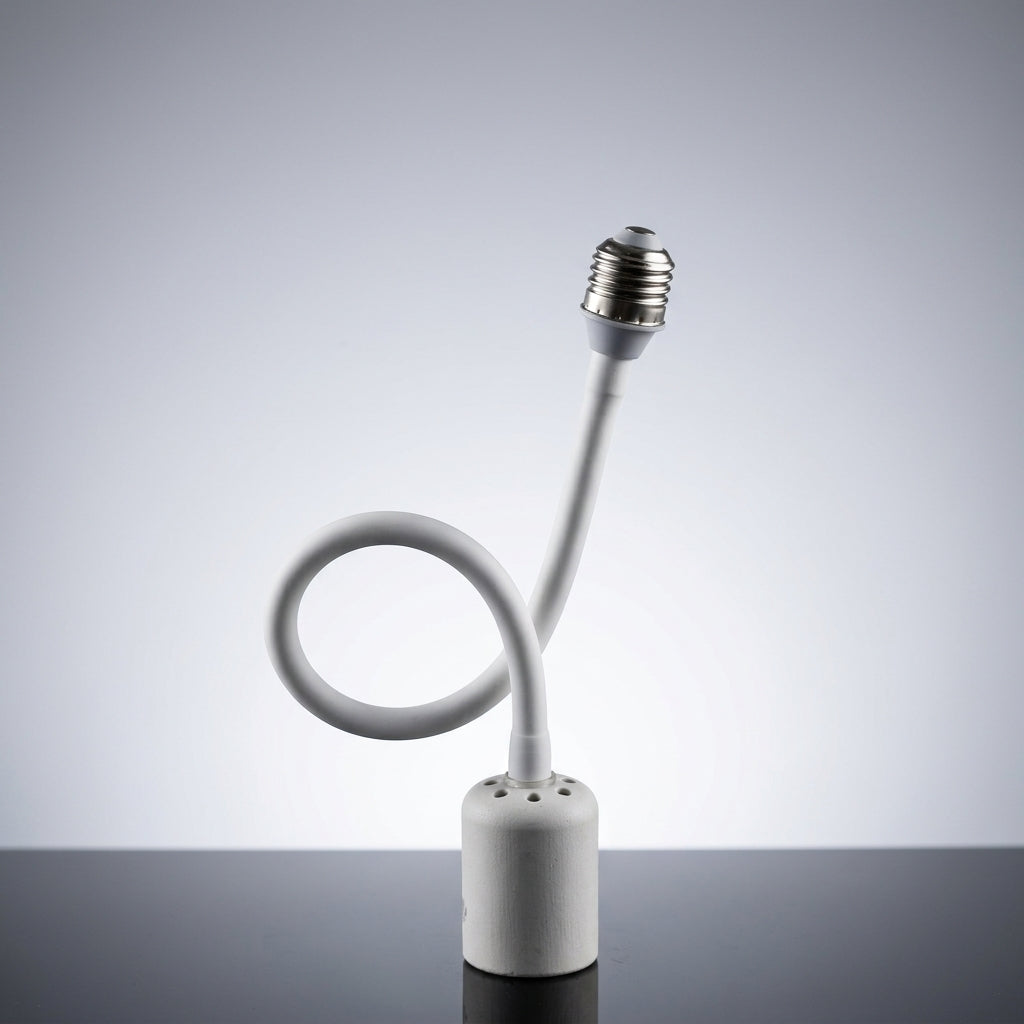 Metal Flexible Hose for E27 Extension, 220V 3A Flexible Bulb Adapter, White Metal and Plastic Gooseneck Lamp Adapter, Adjustable Bulb Riser