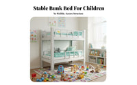 Space Saving Kids Metal Bunk Bed Heightened Safety Rails Metal Bunk Bed Stable Construction No Box Coil Needed for Students, Teens