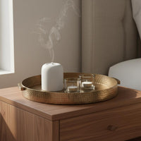 Round Hammered Tray Gold Finish Round Decorative Tray Versatile Use Home Decor for Hotel, Living Room