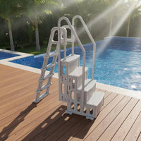 Above Ground Pool Ladder Deckless Pool Ladder with Platform Anti-Slip Heavy-Duty for Backyard Pools