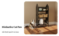 Mobile Design 3-Tier Rolling Trolley Freestanding 3-Tier Feline Paw Cutout Trolley Multi-Purpose Wheeled Shelf Large Capacity for Homeowners, Young Adults, Office Workers, Bedroom, Home, Narrow Areas, Classroom