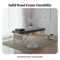 Waterproof & Oil-Proof Foldable Massage Bed Easy to Clean Portable Massage Table High Load Capacity Wooden Frame Treatment Bed Heavy-Duty Support for Mobile Therapists, Estheticians Artists, Travel, SPA Centers, Medical Facility