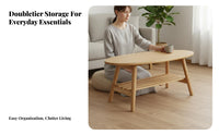 Small Space Solution Two-Tier Oval Coffee Table Nordic Design 2-Tier Oval Coffee Table Minimalist Aesthetic Living Room Furniture Multi-Functional for Apartment Dwellers, Homeowners, Pet Owners, Lounge Area, Home Office, Balcony, Bedroom